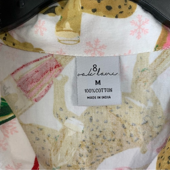 8 Oak Lane holiday leopard with Santa hat and champagne pajamas pant set. Size M - Picture 3 of 14